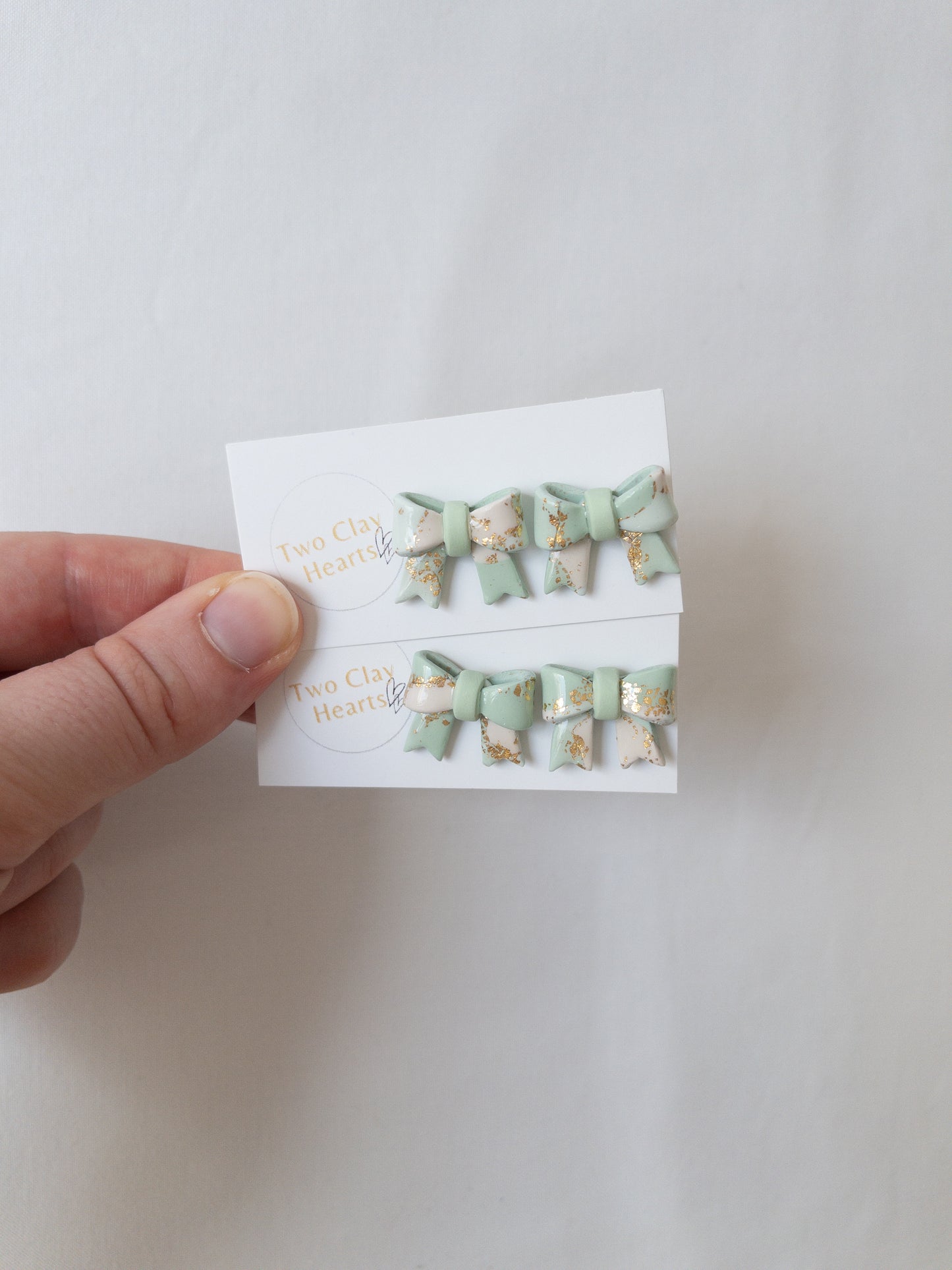Pastel Gold Leaf Bow Studs