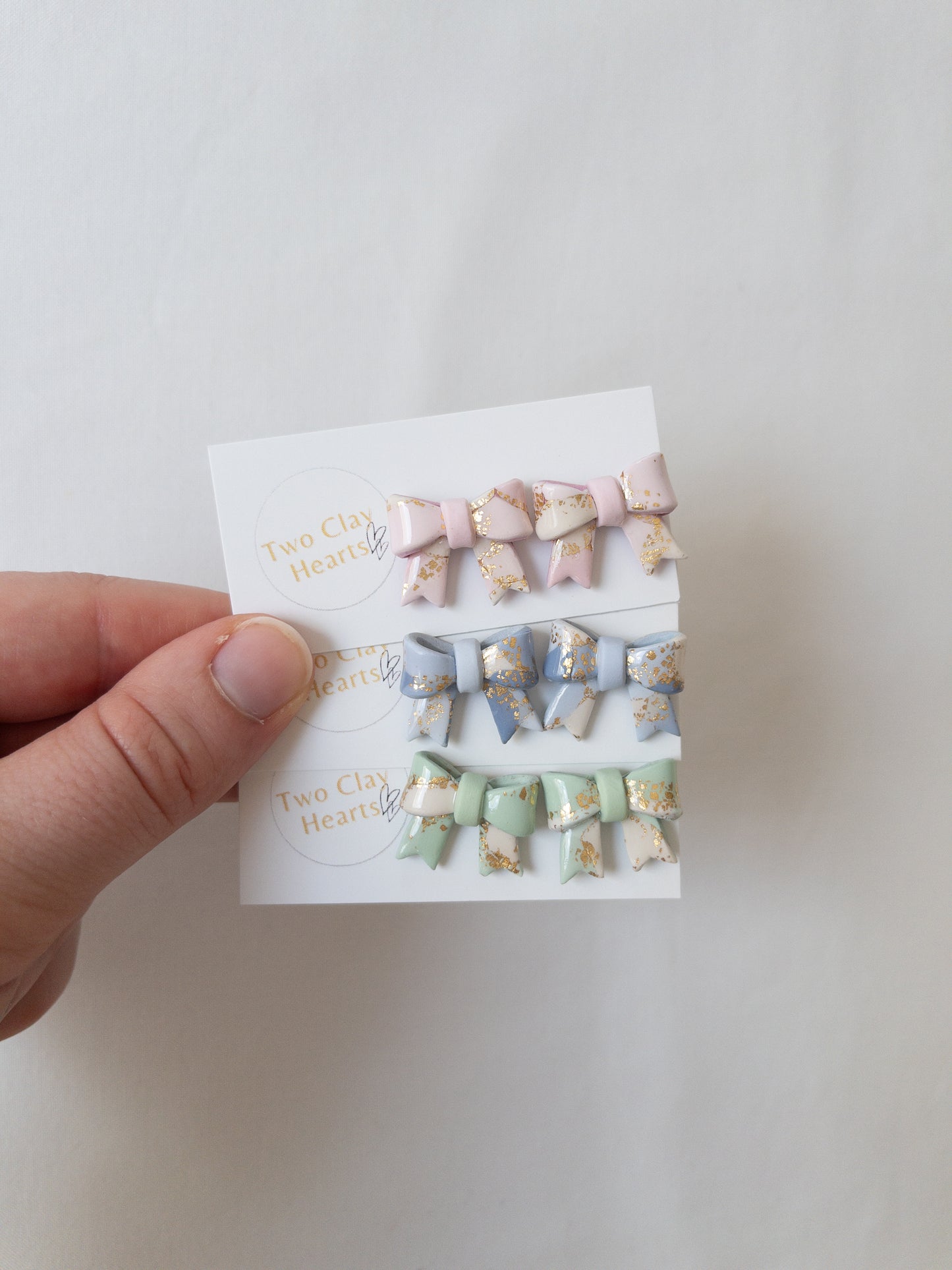 Pastel Gold Leaf Bow Studs
