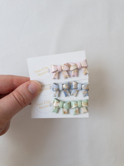 Pastel Gold Leaf Bow Studs