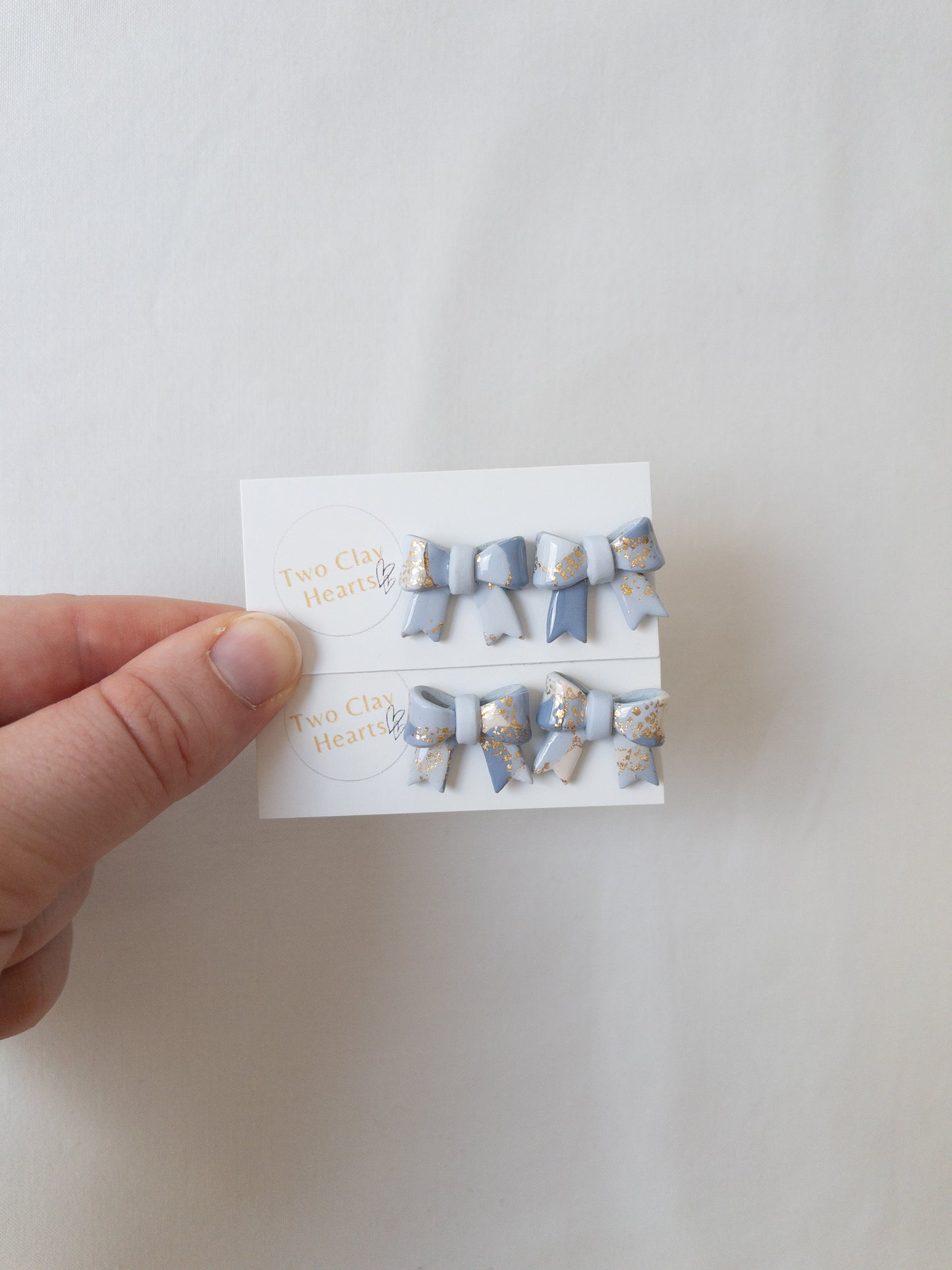 Pastel Gold Leaf Bow Studs