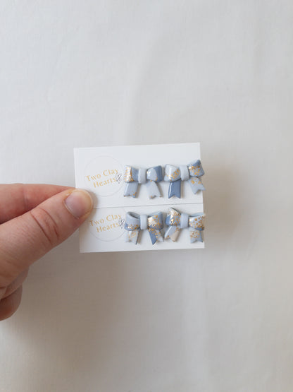 Pastel Gold Leaf Bow Studs