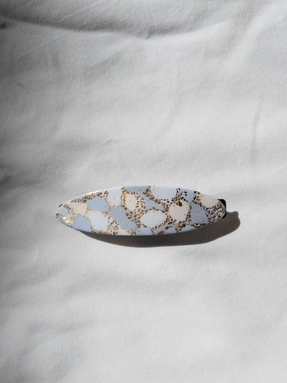 Blue and Gold Oval Hair Barrette