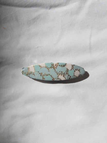 Green and Gold Oval Hair Barrette