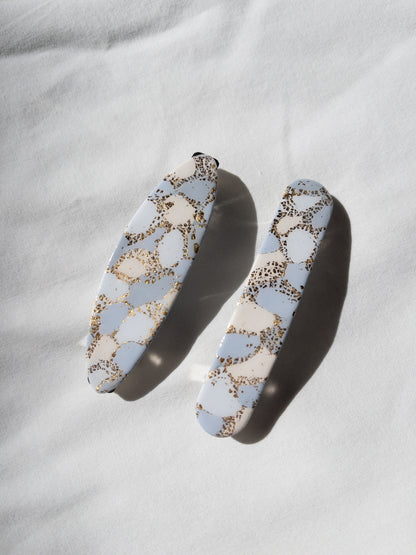 Blue and Gold Oval Hair Barrette