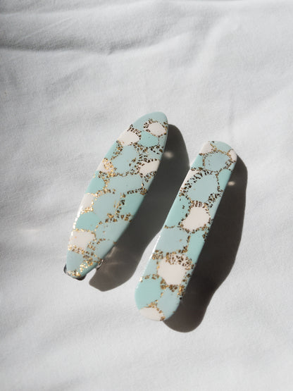 Green and Gold Oval Hair Barrette