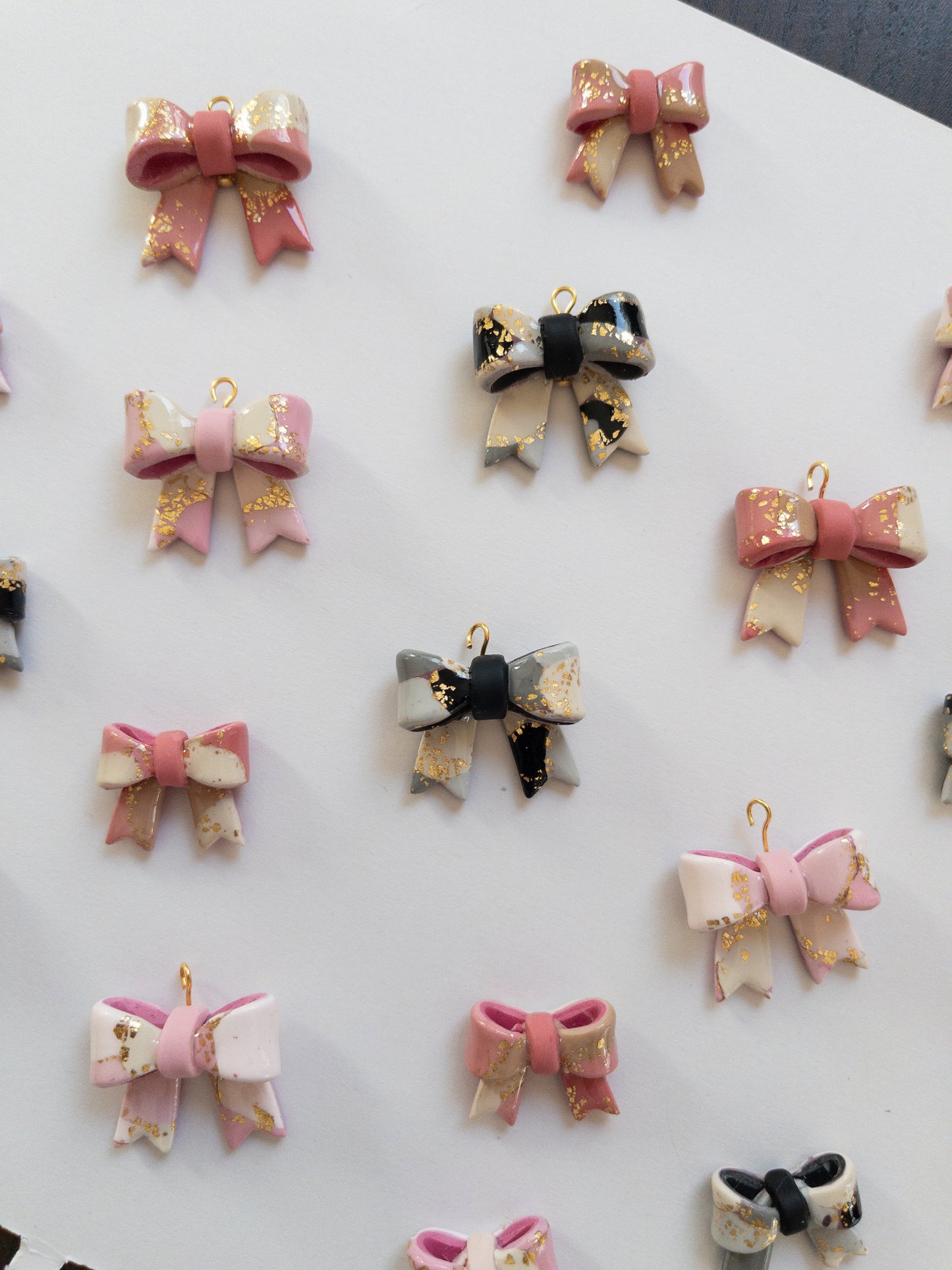 Black and Gold Bow Dangles