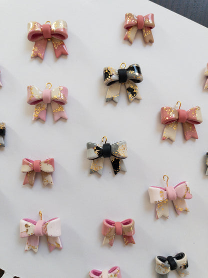 Black and Gold Bow Dangles