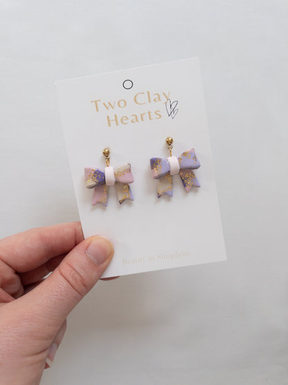 Pink and Purple Bow Dangles