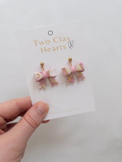 Pink Bow Dangles