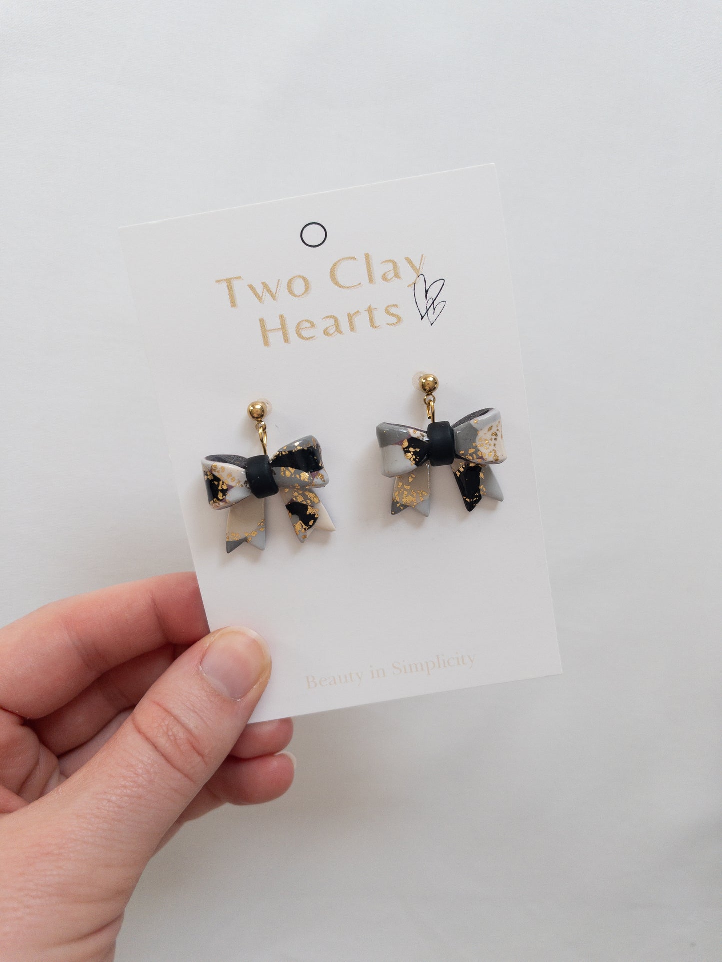Black and Gold Bow Dangles