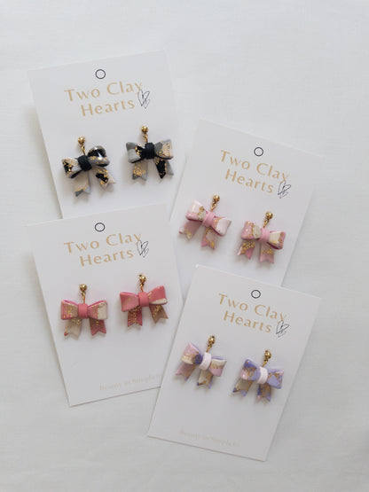 Black and Gold Bow Dangles