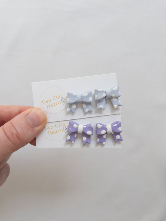 Pastel Polka Dot Bow Earrings