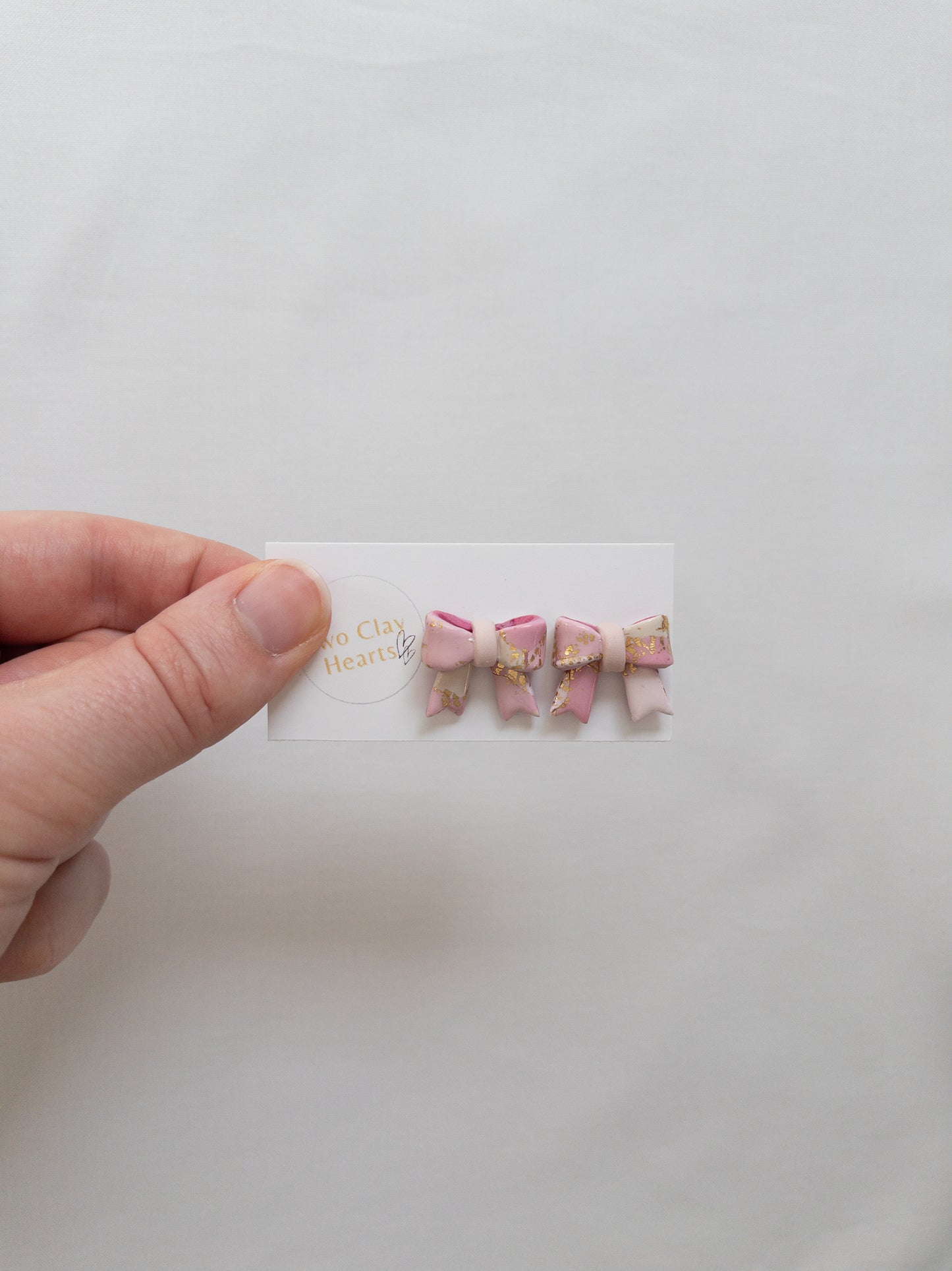 Pastel Gold Leaf Bow Studs