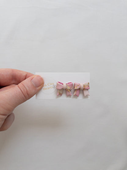 Pastel Gold Leaf Bow Studs