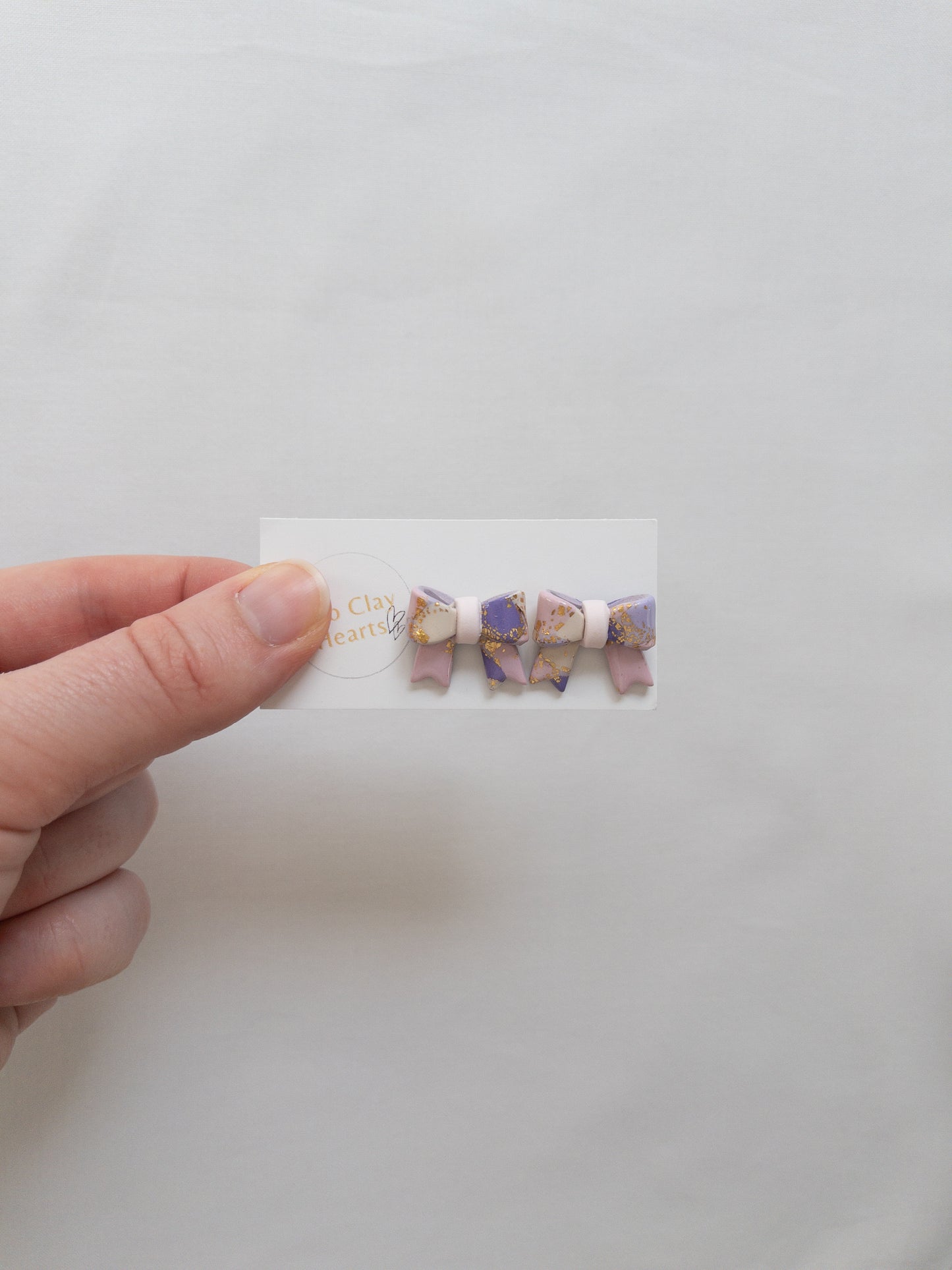 Pastel Gold Leaf Bow Studs
