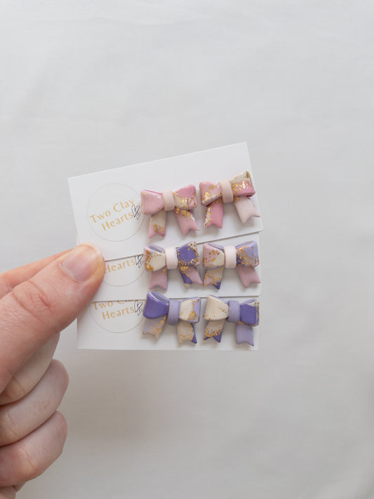 Pastel Gold Leaf Bow Studs