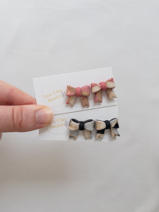 Bright Gold Leaf Bow Studs