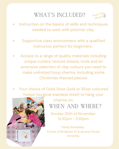 Polymer Clay Hoop Charms Workshop - Sunday 30th November