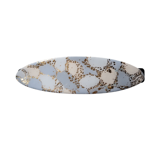 Blue and Gold Oval Hair Barrette