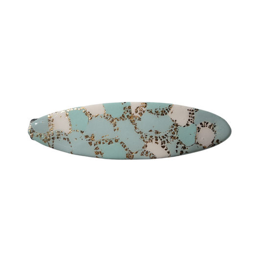 Green and Gold Oval Hair Barrette