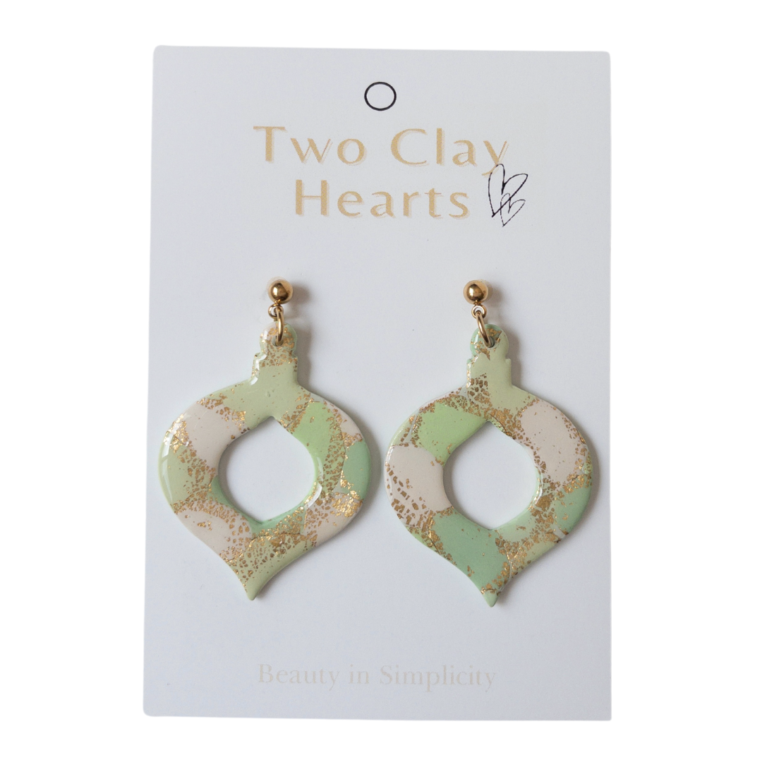 Green and Gold Christmas Bauble Earring