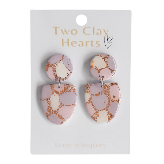 Purple and Rose Gold Oval Clay Earring