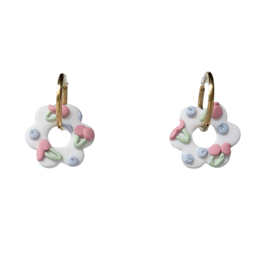 Summer Fruits Pastel Clay Hoop Earrings