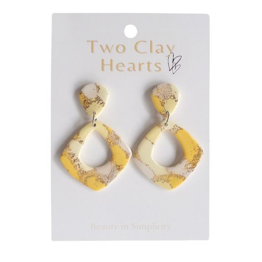 Summer Yellow Gold Teardrop Clay Earring