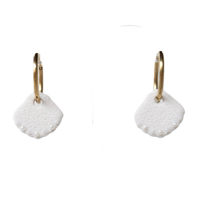 White Shell Charm Hoop Earrings