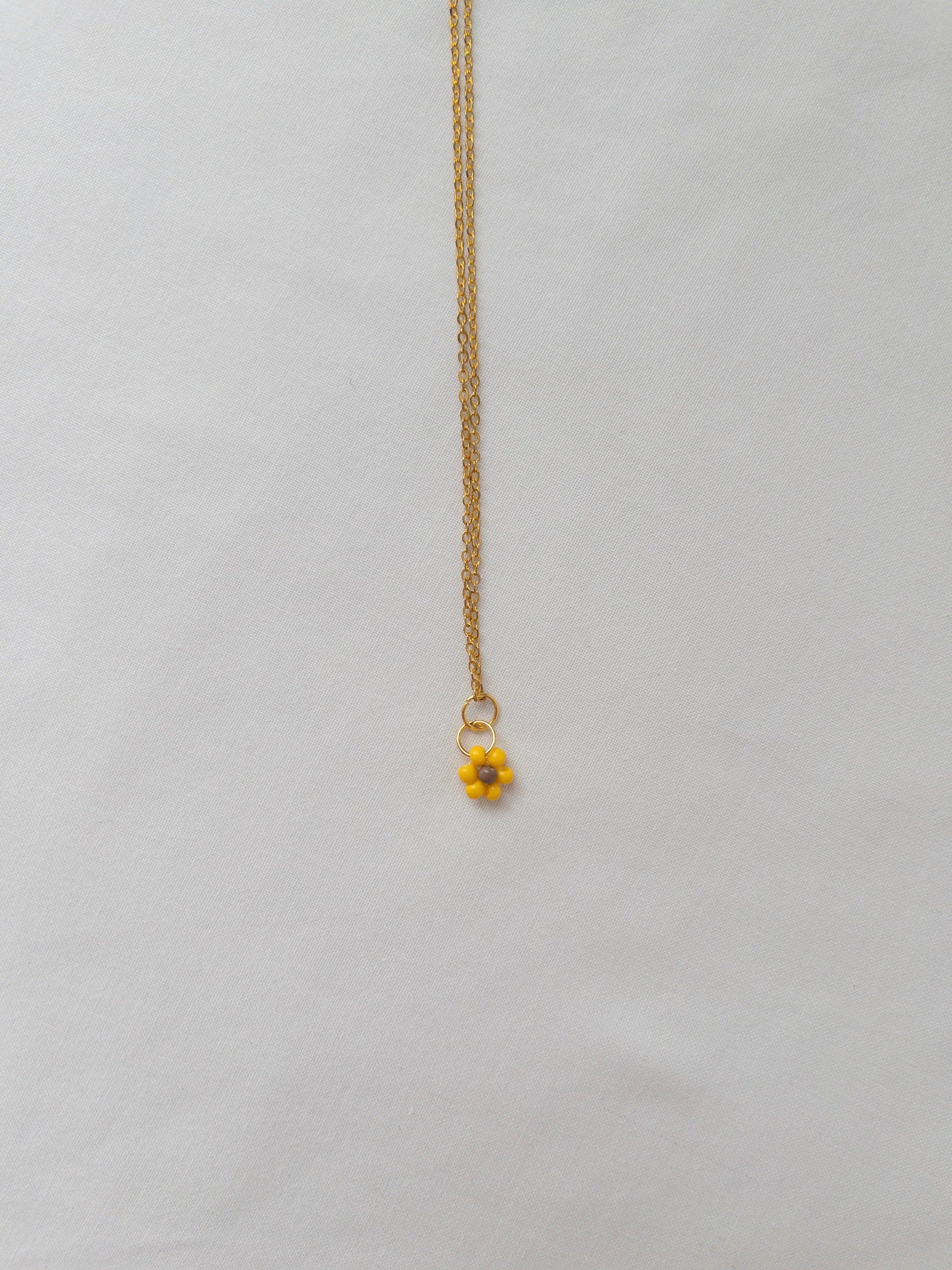 Beaded Sunflower Necklace - Two Clay Hearts