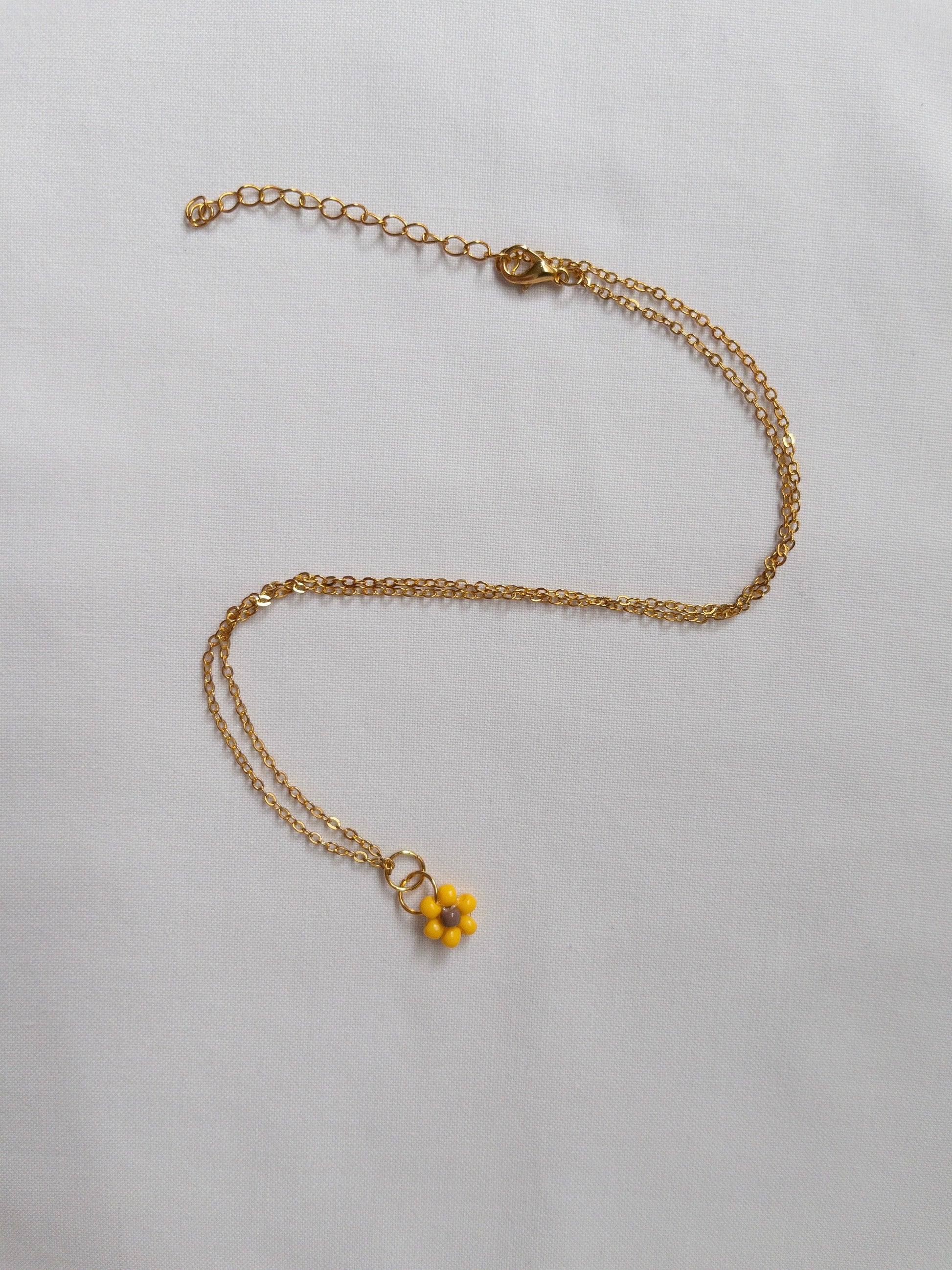 Beaded Sunflower Necklace - Two Clay Hearts