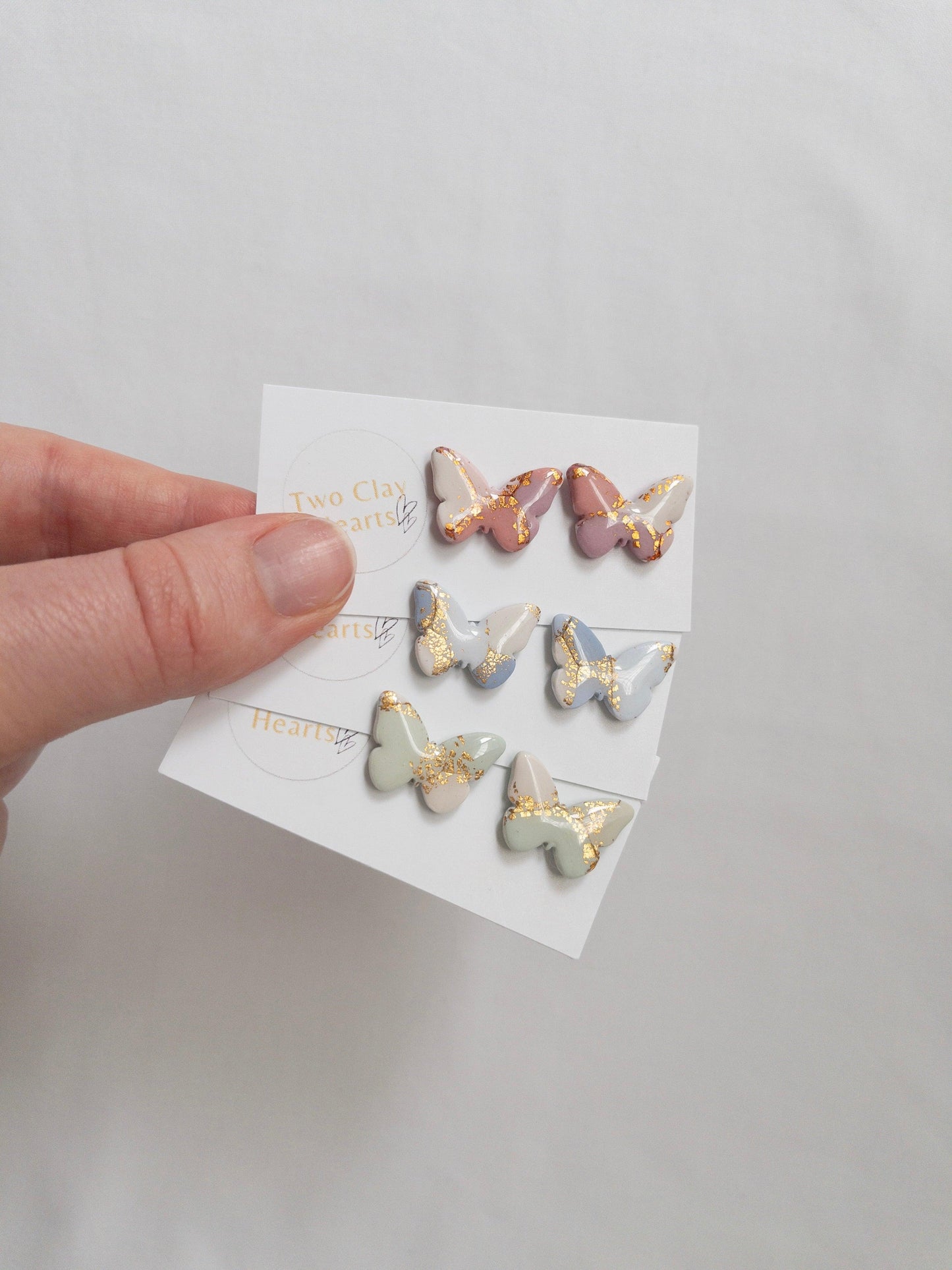 Blue Butterfly Studs - Two Clay Hearts