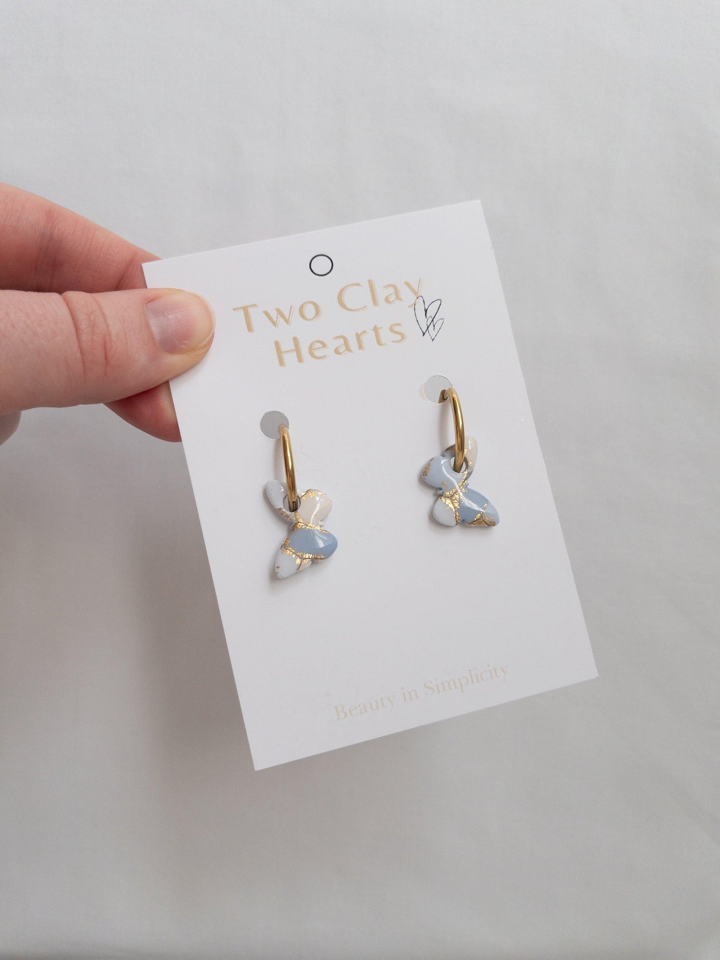 Blue Butterfly Hoop Earrings - Two Clay Hearts