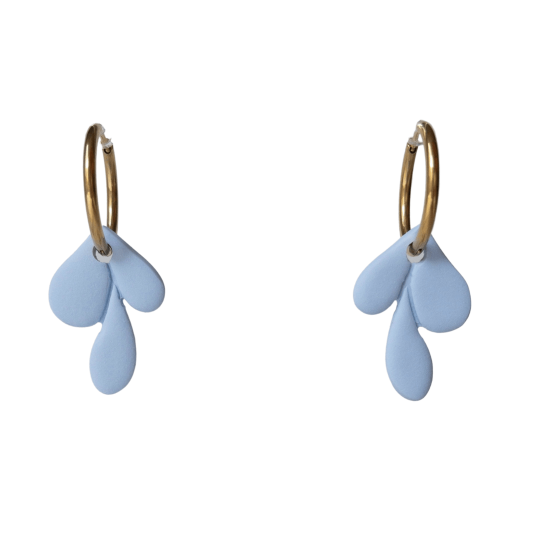 Blue Leaf Hoop Earrings - Two Clay Hearts