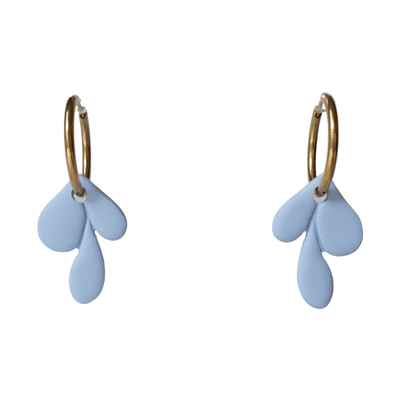 Blue Leaf Hoop Earrings - Two Clay Hearts