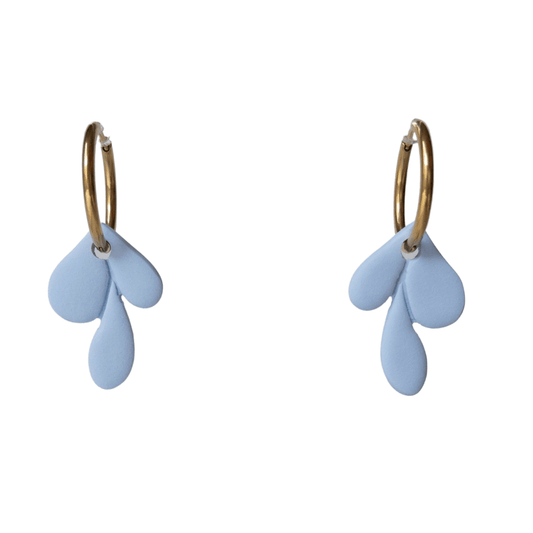 Blue Leaf Hoop Earrings - Two Clay Hearts