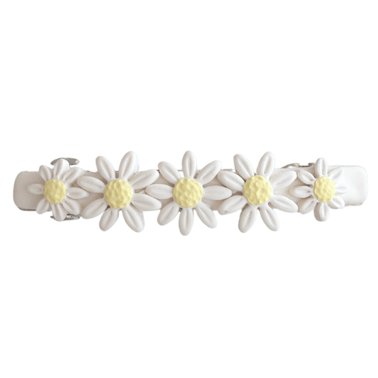 White, polymer clay flower hair barrette 