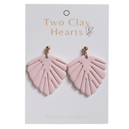 Feminine Pink Clay Statement Earrings - Two Clay Hearts