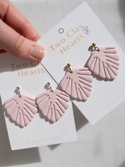 Feminine Pink Clay Statement Earrings - Two Clay Hearts