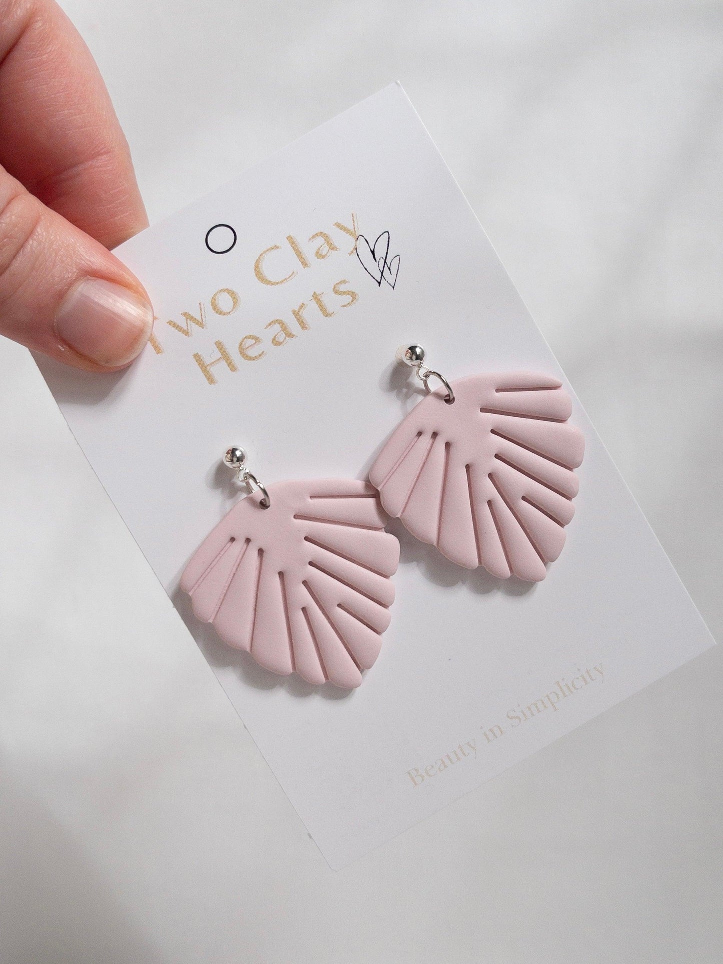 Feminine Pink Clay Statement Earrings - Two Clay Hearts