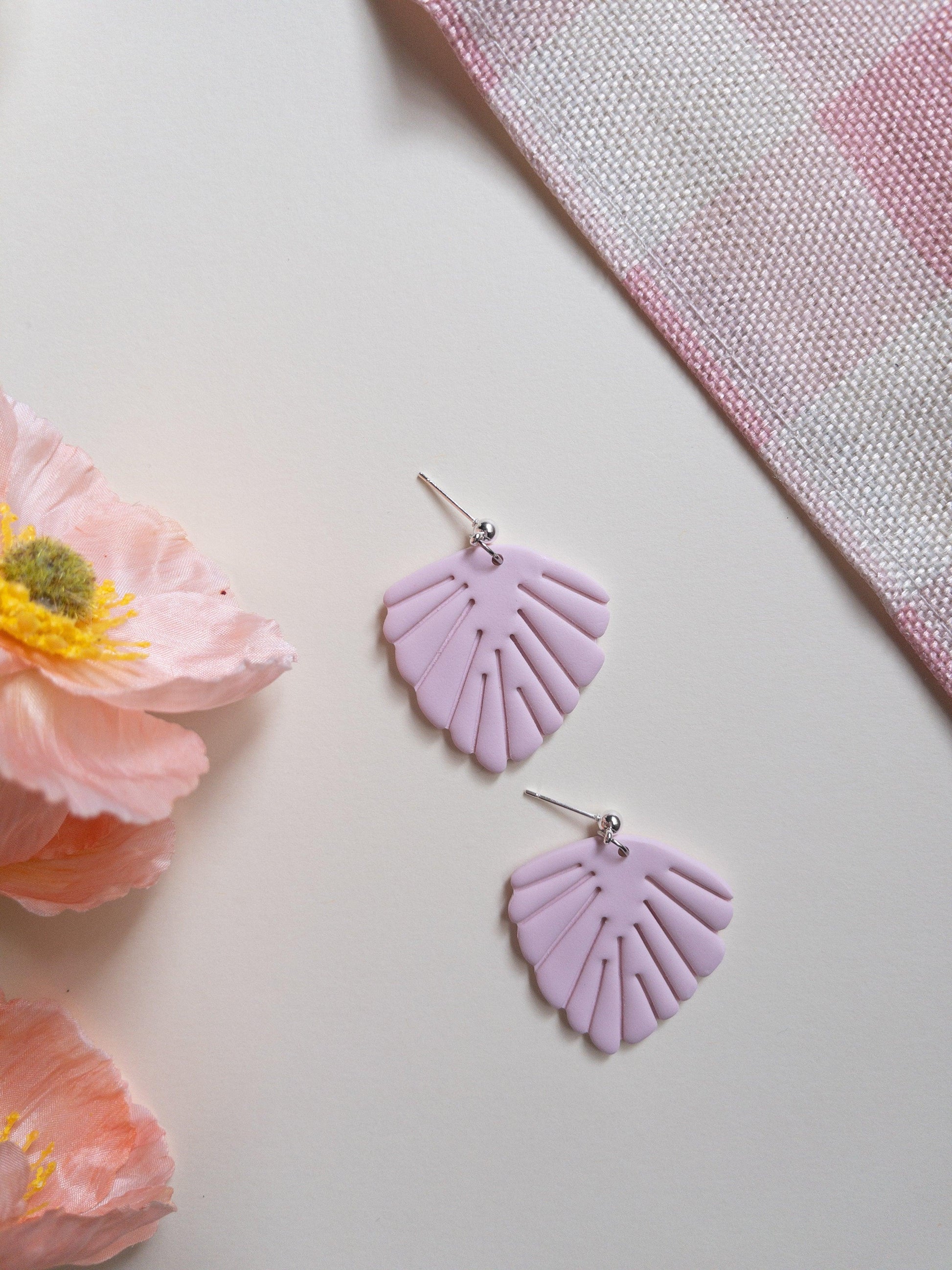 Feminine Pink Clay Statement Earrings - Two Clay Hearts