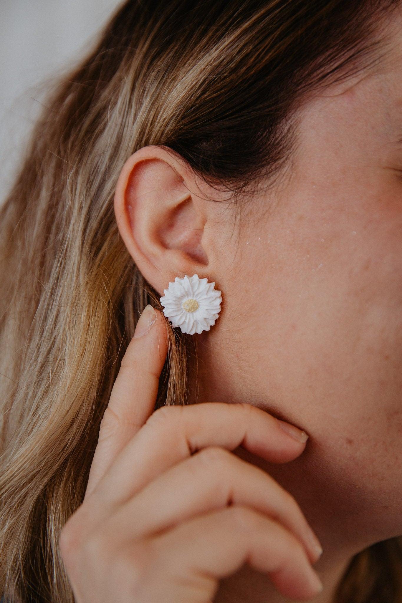 Large Sunflower and Daisy Studs - Two Clay Hearts