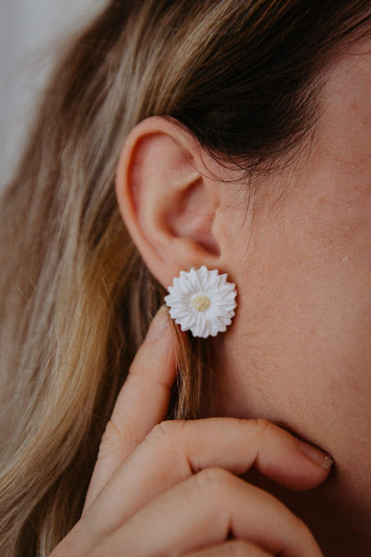 Large Sunflower and Daisy Studs - Two Clay Hearts