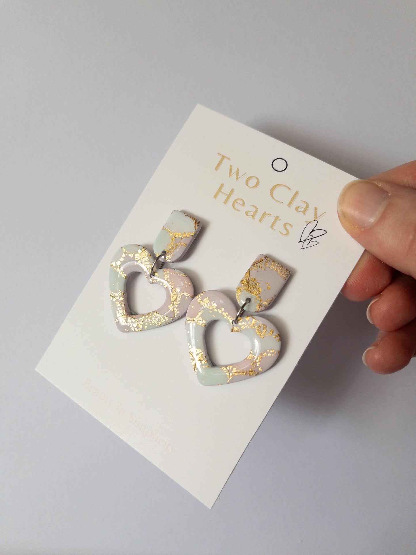 Shiny gold and pastel love heart earrings