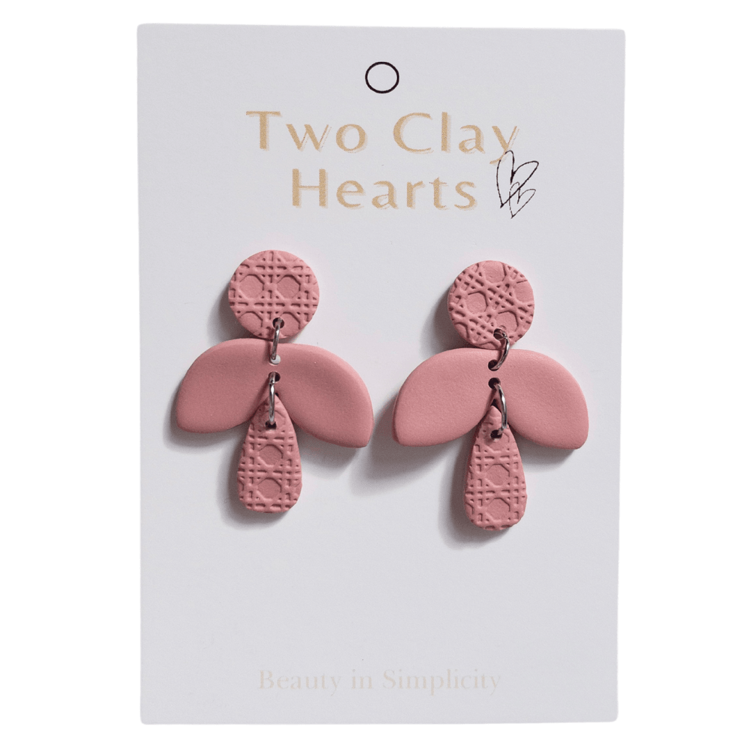 Maroon Clay Rattan Firefly Earring - Two Clay Hearts