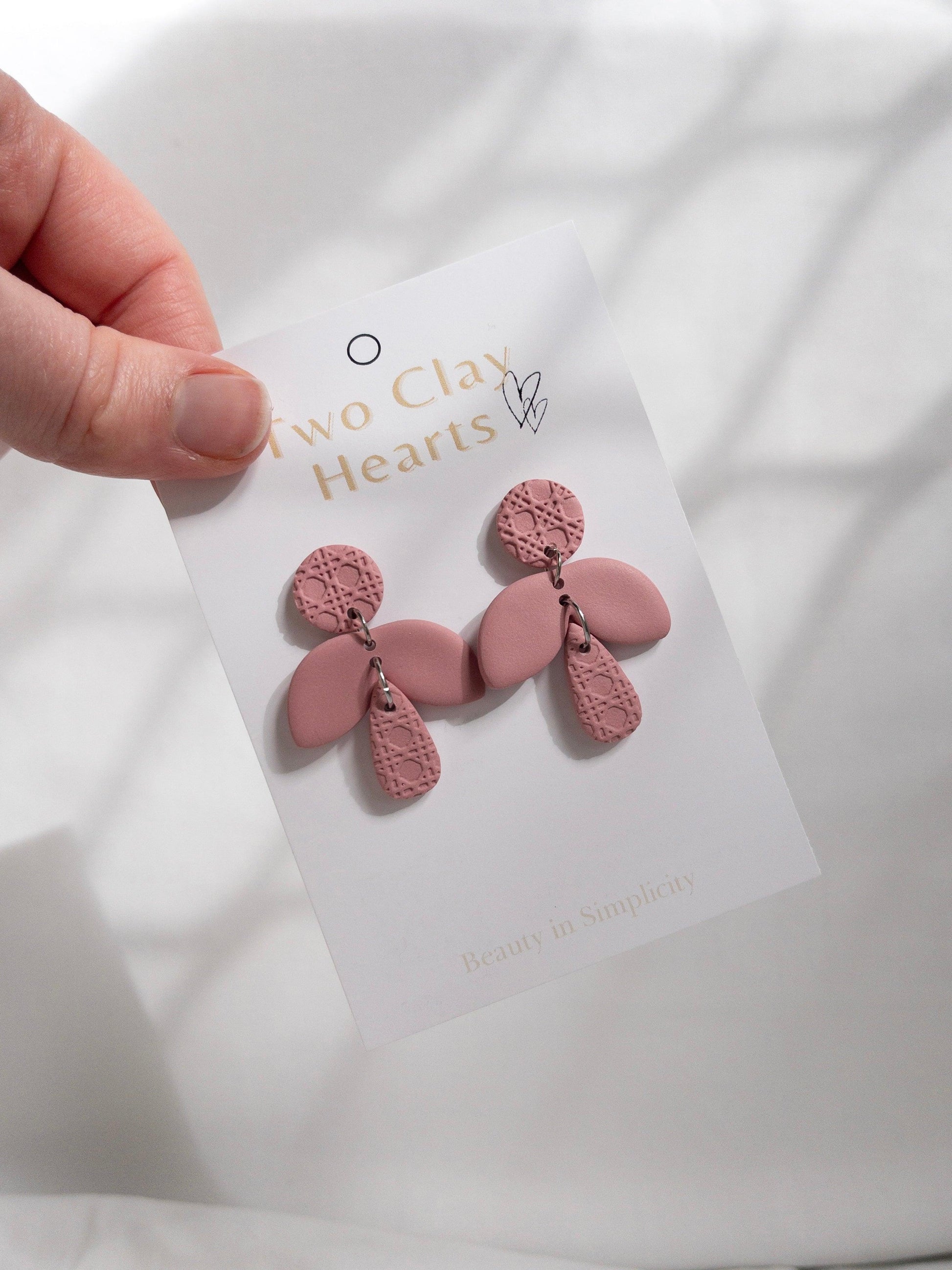 Maroon Clay Rattan Firefly Earring - Two Clay Hearts