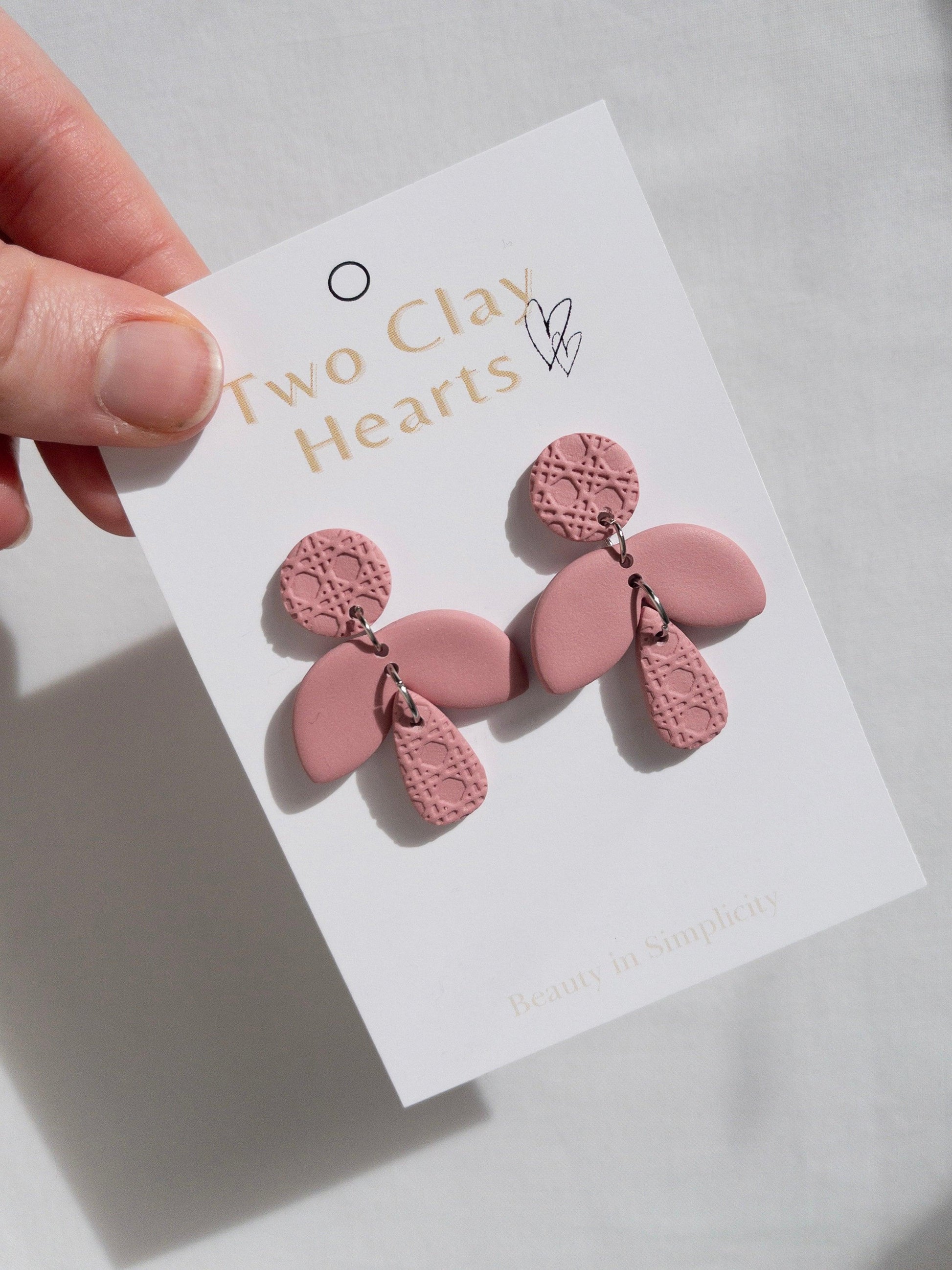 Maroon Clay Rattan Firefly Earring - Two Clay Hearts