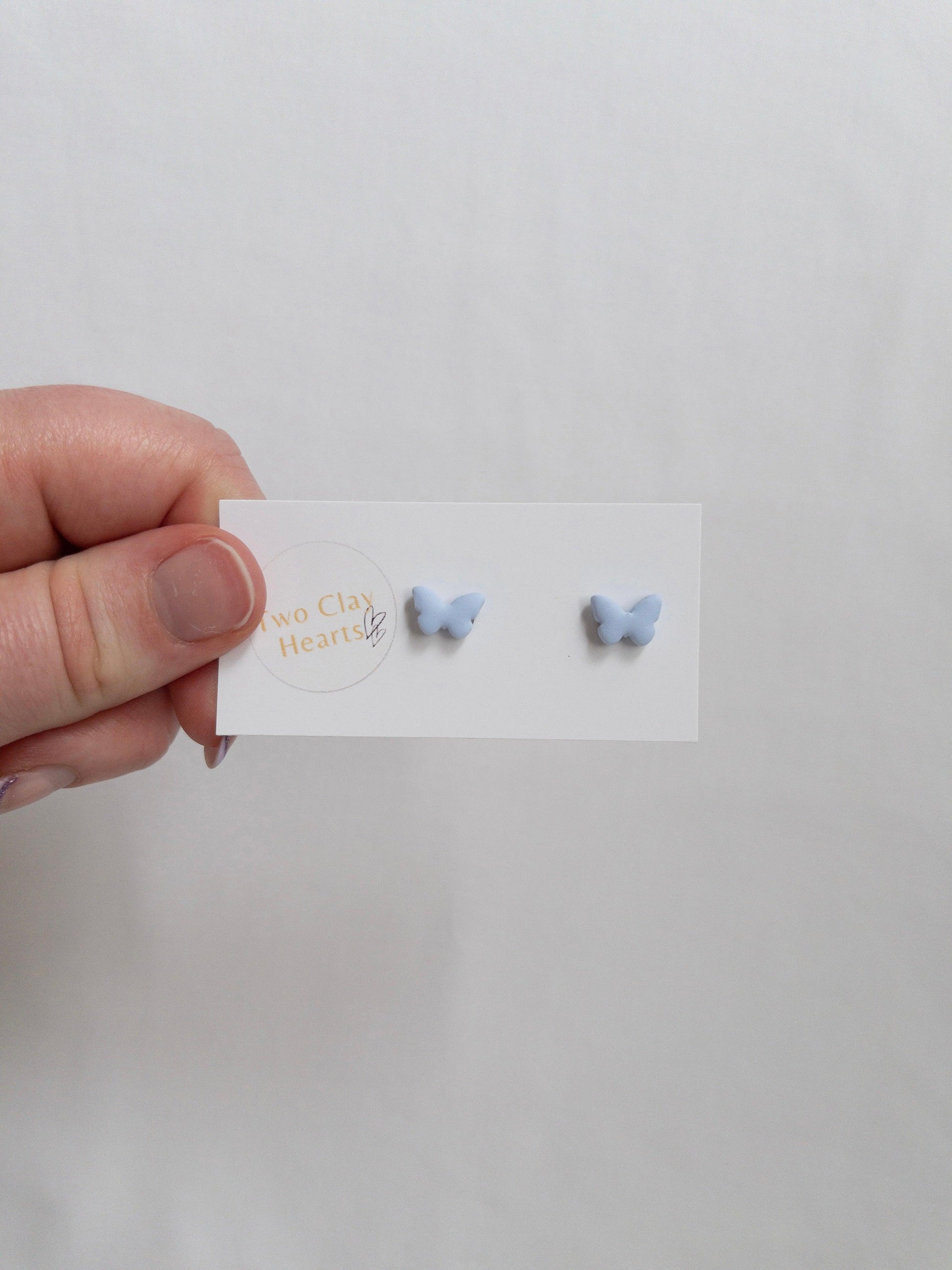 Mini Pastel Butterfly Studs - Multiple Colours Available - Two Clay Hearts