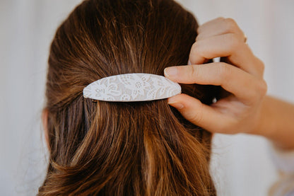 Oval Lace Hair Barrette - Two Clay Hearts