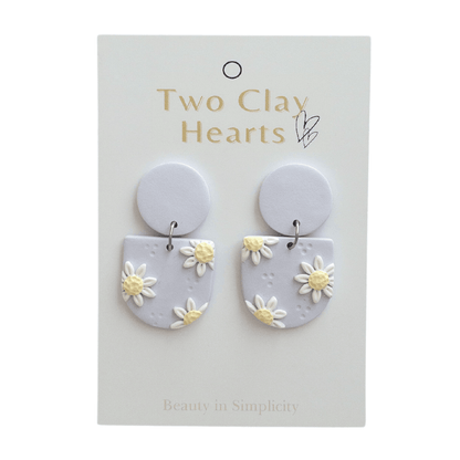 Purple Daisy Detail Earring - Two Clay Hearts